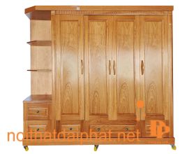 TỦ ÁO 4 CÁNH TRANG TRÍ GÕ