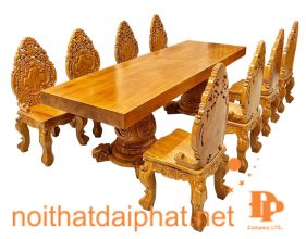 BÀN ĂN VUÔNG NGUYÊN TẤM 8 GHẾ VUA
