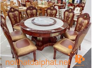 BÀN ĂN TRÒN XOAY MẶT ĐÁ 8 GHẾ