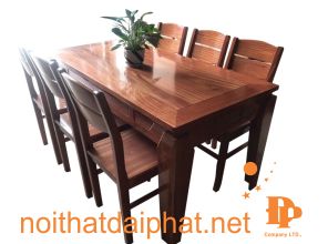 BÀN ĂN GỖ SỒI 6 GHẾ