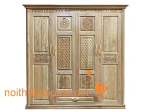 TỦ ÁO 4 CÁNH SỒI HẬU GỖ