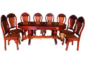 BÀN ĂN OVAL GỖ TRÀM 8 GHẾ