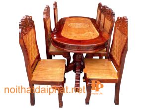 BÀN ĂN TRÀM OVAL 8 GHẾ