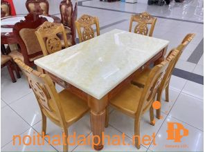 BÀN ĂN VUÔNG MẶT ĐÁ 6 GHẾ 2