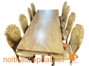 BÀN ĂN GÕ MẶT LIỀN 8 GHẾ