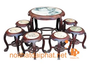 BÀN TRÀ GỖ GỤ MẶT ĐÁ