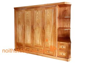 TỦ ÁO GÕ TRANG TRÍ 4 CÁNH 01