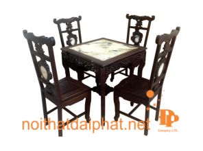 BÀN TRẢ GỖ GỤ MẶT ĐÁ