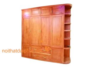 TỦ ÁO 4 CÁNH NGĂN HÔNG GỖ GÕ ĐỎ