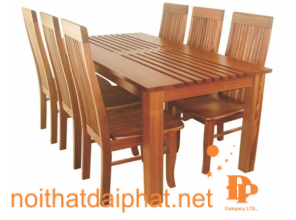 BÀN ĂN VUÔNG NAN DỌC 6 GHẾ