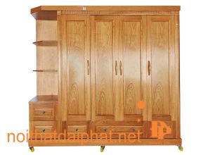 TỦ ÁO 4 CÁNH TRANG TRÍ GÕ