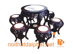 BÀN TRẢ GỖ GỤ MẶT ĐÁ
