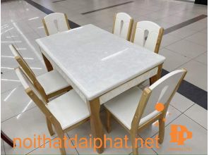BÀN ĂN VUÔNG MẶT ĐÁ 6 GHẾ 3