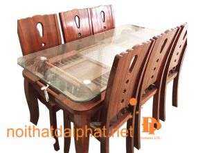 BÀN ĂN 2 TẦNG GỖ SỒI 6 GHẾ