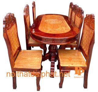 BÀN ĂN TRÀM OVAL 8 GHẾ