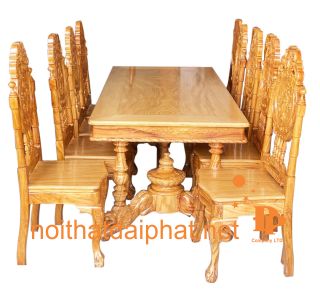 BÀN ĂN TƯỚNG GÕ 8 GHẾ