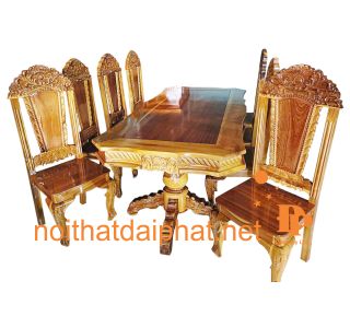 BÀN ĂN TRÀM VUÔNG VÁT CẠNH 8 GHẾ 01