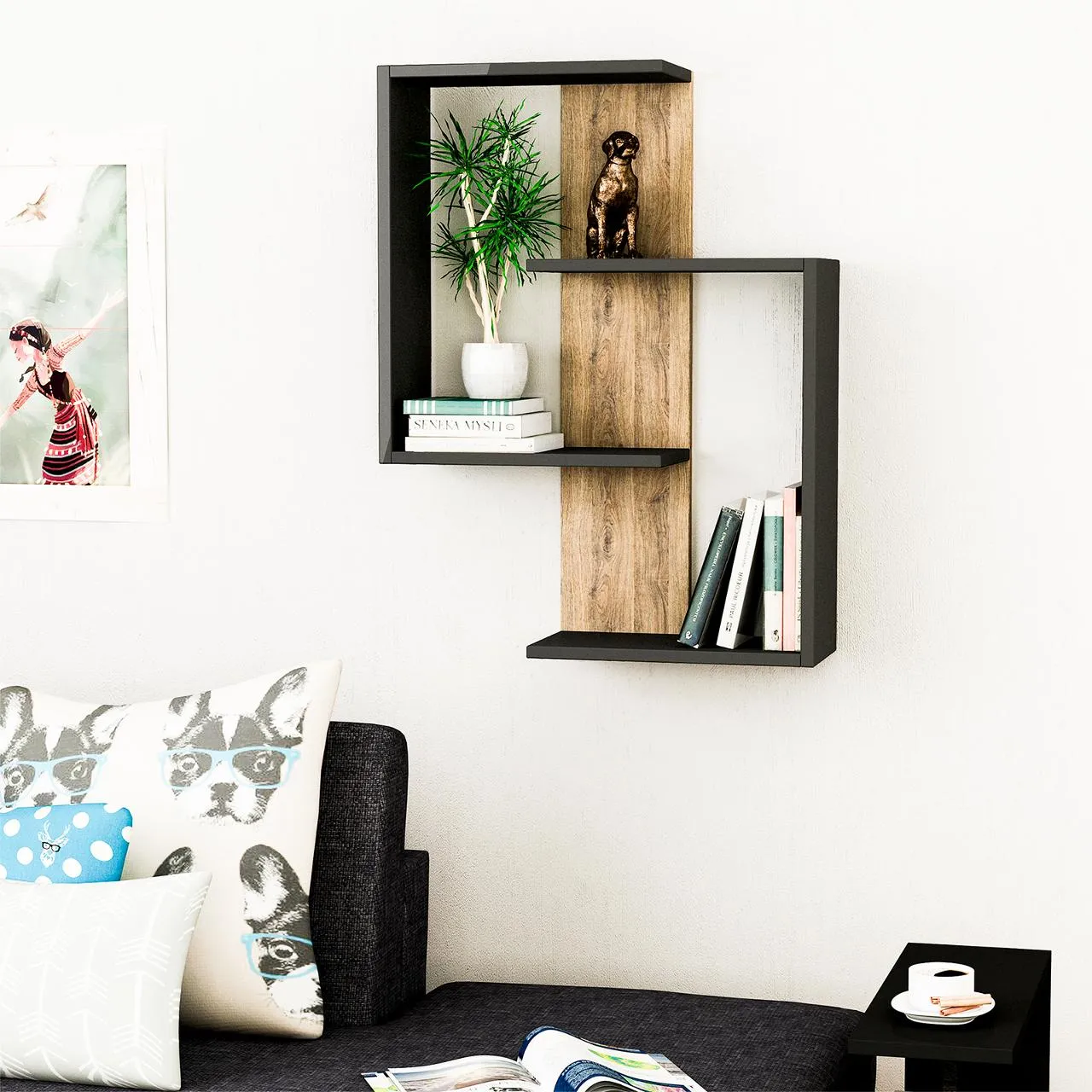 Ảnh minh họa kệ sách treo tường bằng gỗ có mức giá phải chăng