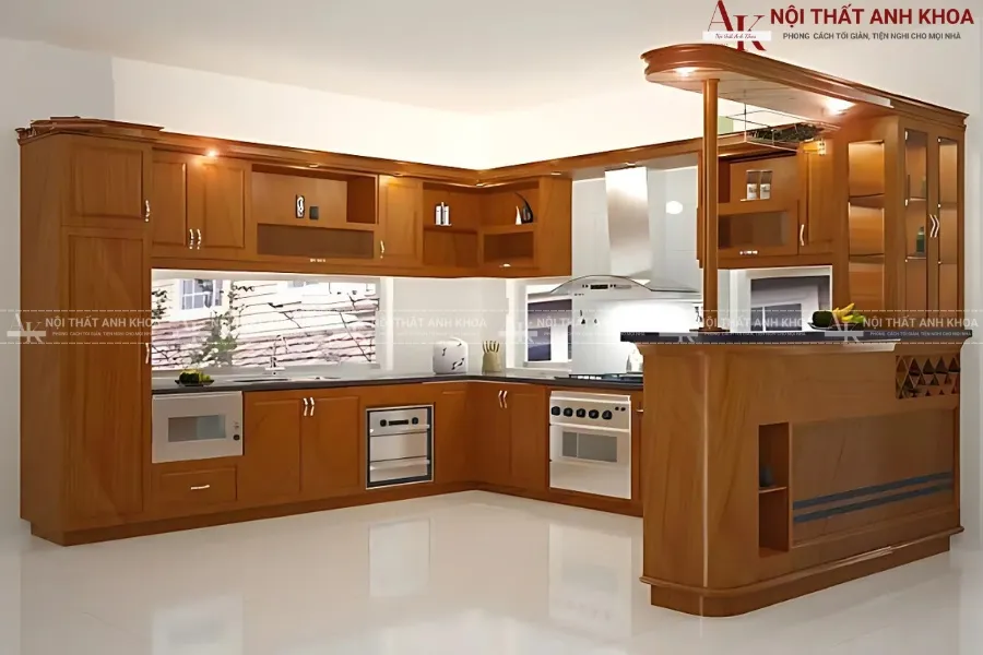 Tủ bếp quầy bar bằng gỗ - Điểm nhấn độc đáo cho không gian bếp