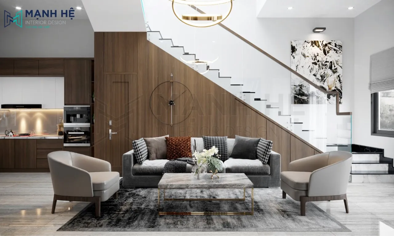 Ghế đơn da sang trọng kết hợp với bộ bàn ghế chính