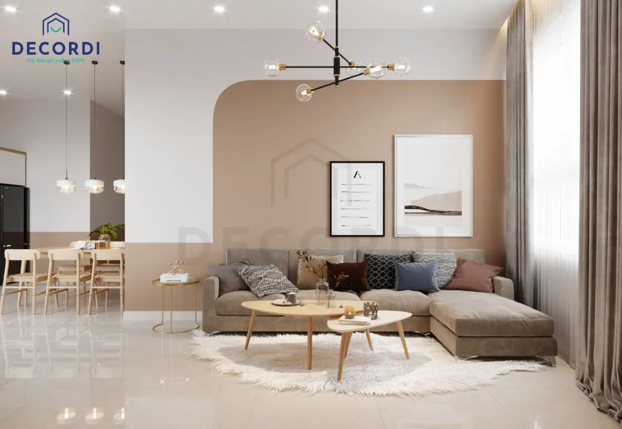 Thiết kế phòng khách nhỏ 10m2 bên cạnh cửa sổ lớn đón trọn vẻ ánh sáng tự nhiên