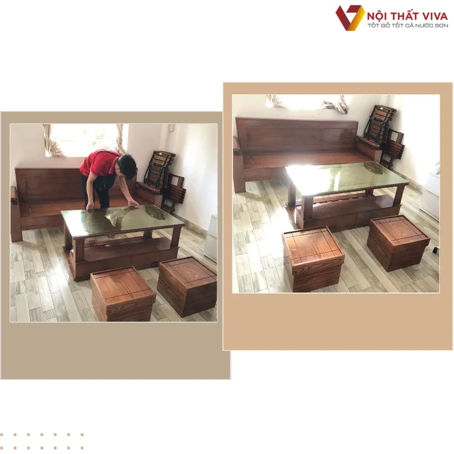 Kích thước chuẩn bộ bàn ghế gỗ mini phòng khách phù hợp nhà nhỏ