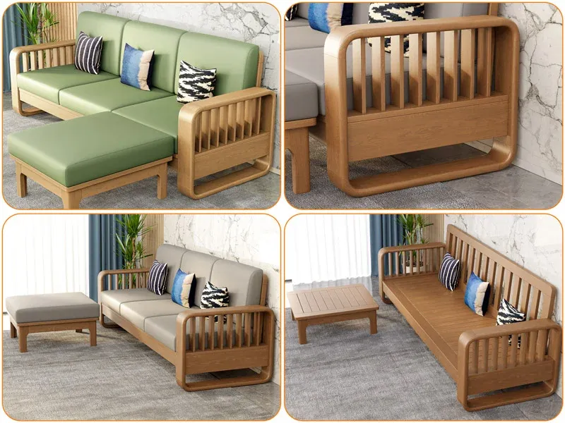 Mẫu sofa gỗ S274-L3 dễ dàng điều chỉnh theo không gian nội thất hiện đại