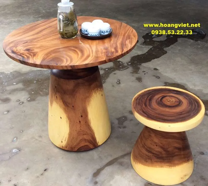 Bàn trà tròn gỗ me tây cho không gian ấm cúng