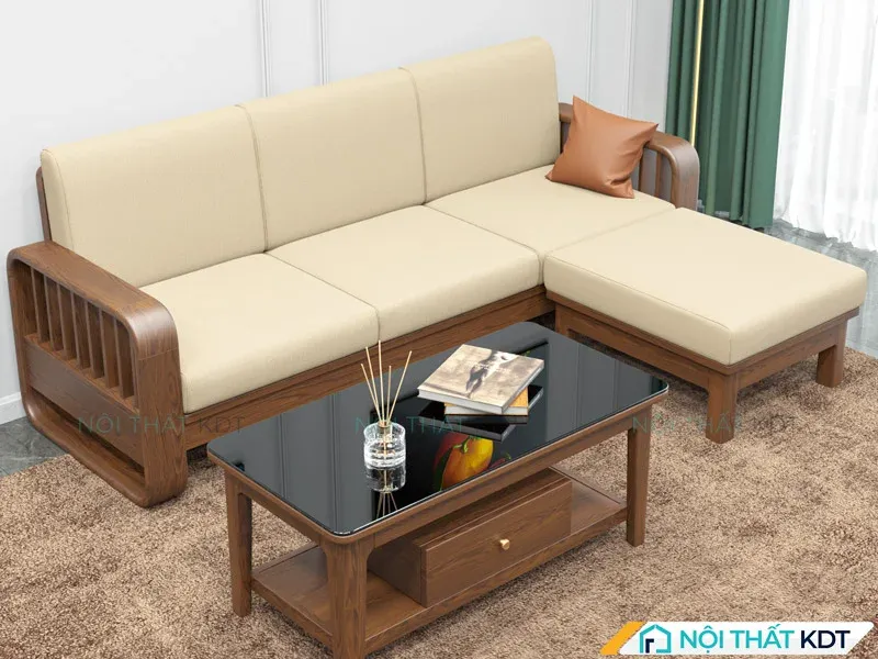 Mẫu sofa linh hoạt S274-L3 phối hợp bàn mặt kính mang đến nét hiện đại