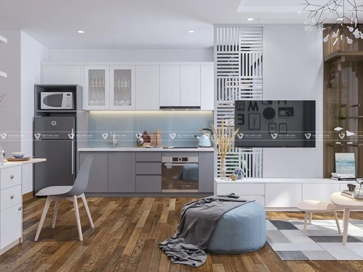 55+ mẫu kệ tivi ngăn phòng khách và bếp ấn tượng, được yêu thích nhất