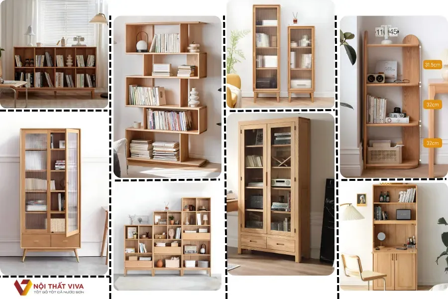 Kệ sách gỗ tự nhiên tỏa sáng với vẻ đẹp ấm áp