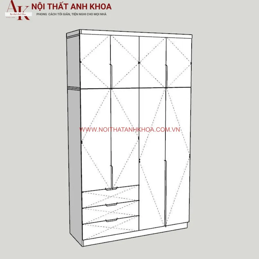 Ảnh thiết kế 3D SketchUp của tủ quần áo