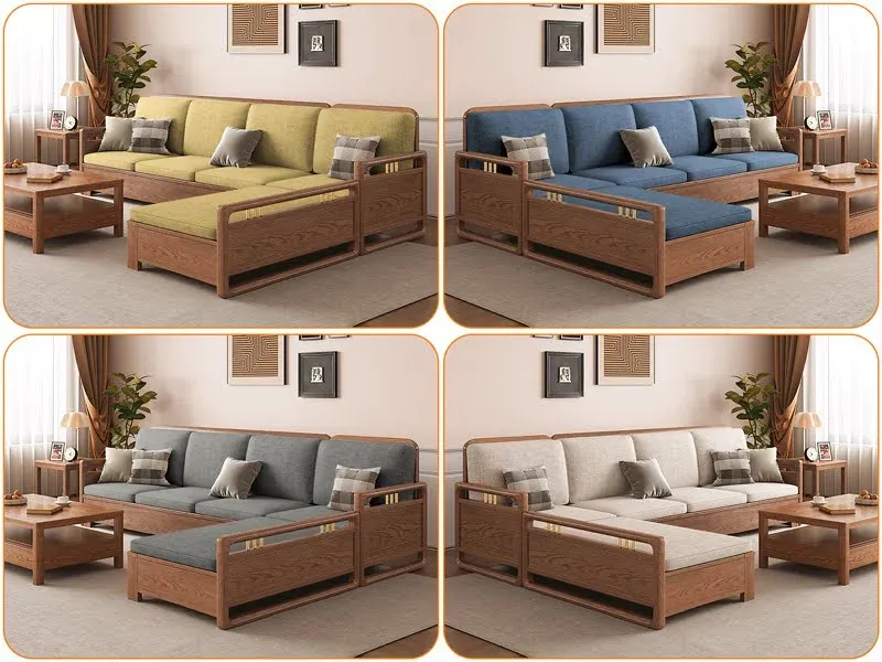 Bộ sofa gỗ tự nhiên với những màu sắc hiện đại, phù hợp phòng nhỏ