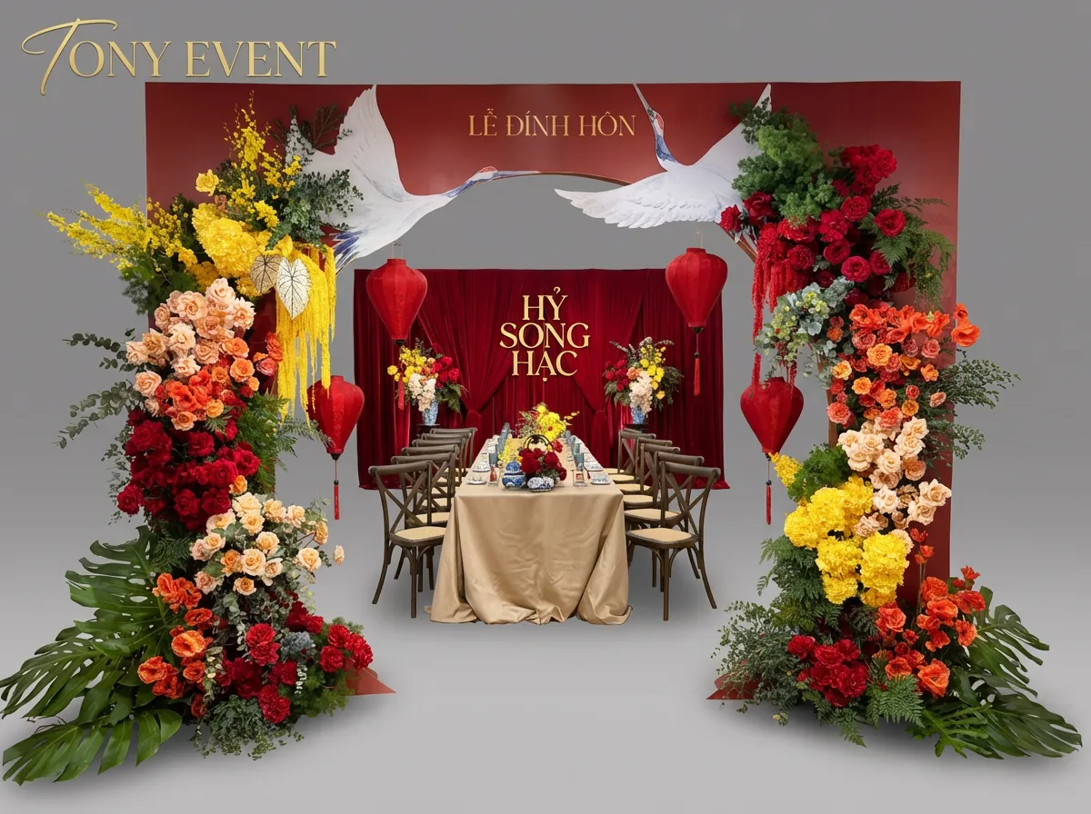 Gói trang trí gia tiên backdrop cổ điển