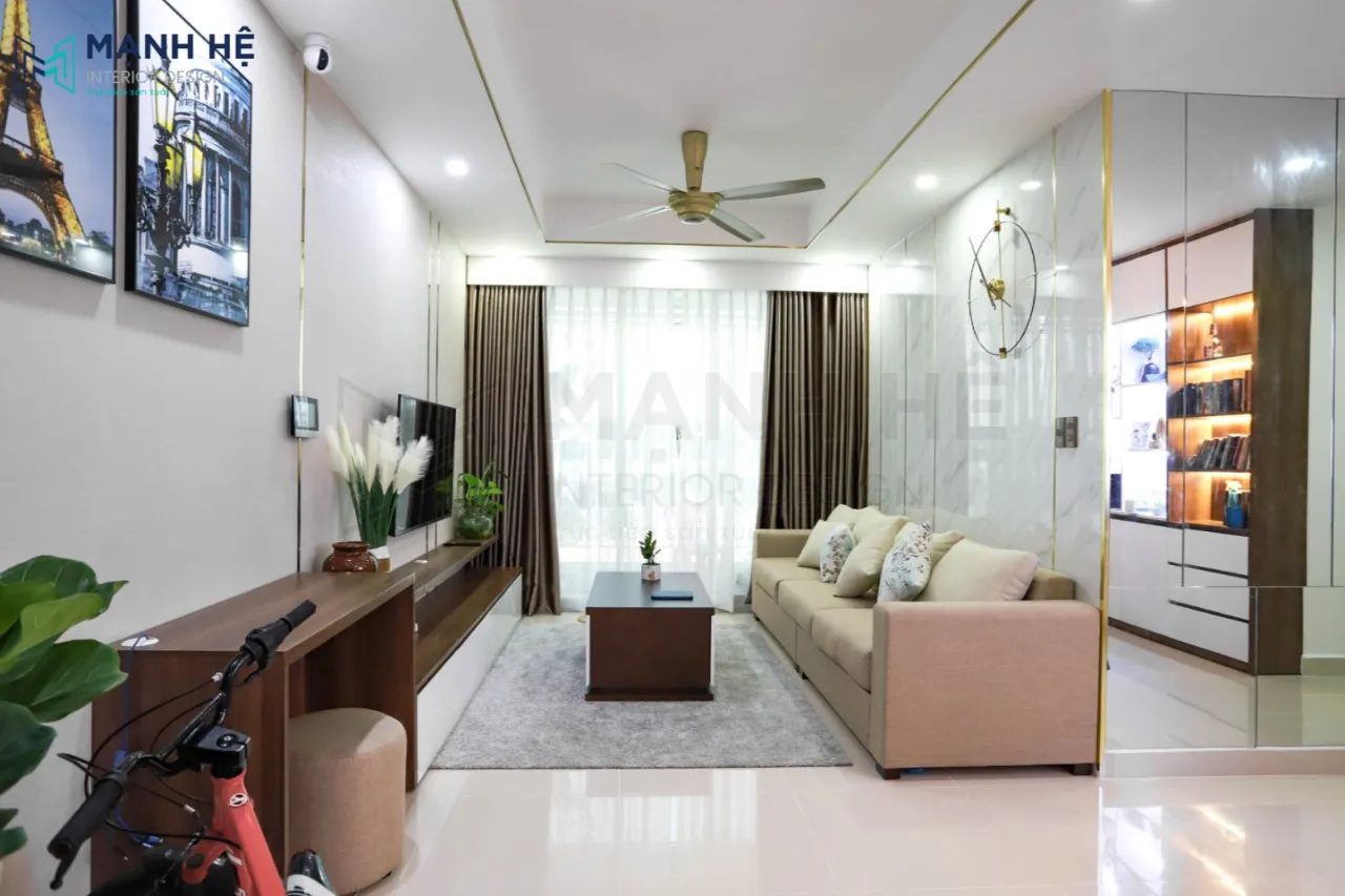 Thực tế thi công nội thất phòng khách hoàn thiện