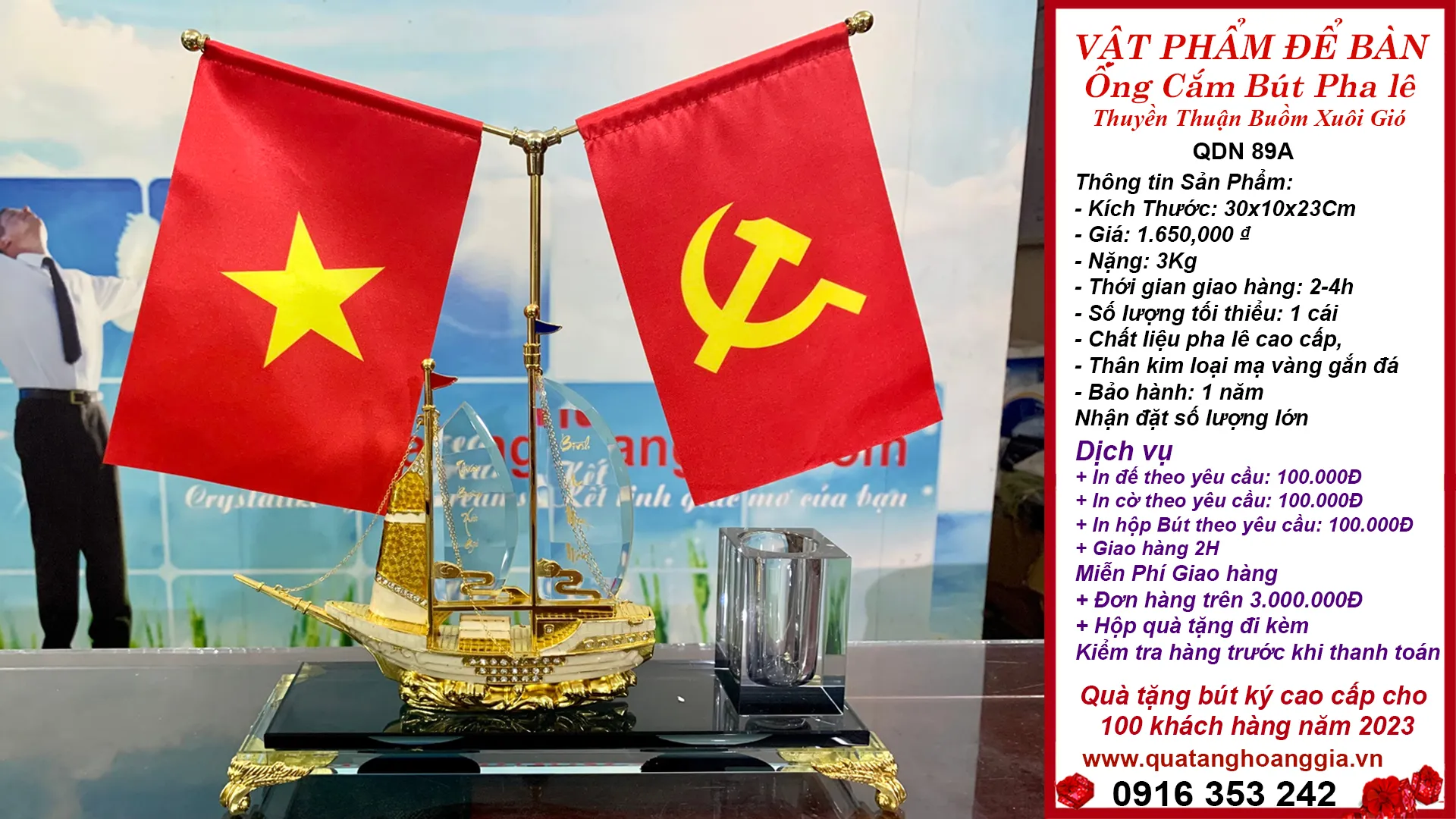 Mẫu ống cắm bút pha lê đa dạng làm vật phẩm trang trí bàn làm việc