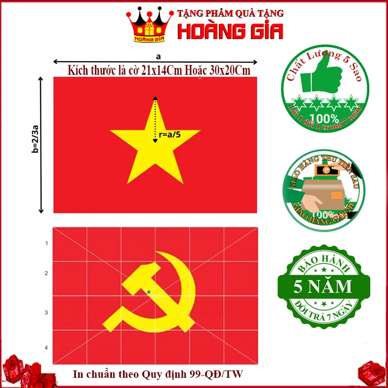 Thiết kế lá cờ Tổ Quốc để bàn với ngôi sao vàng năm cánh sắc nét