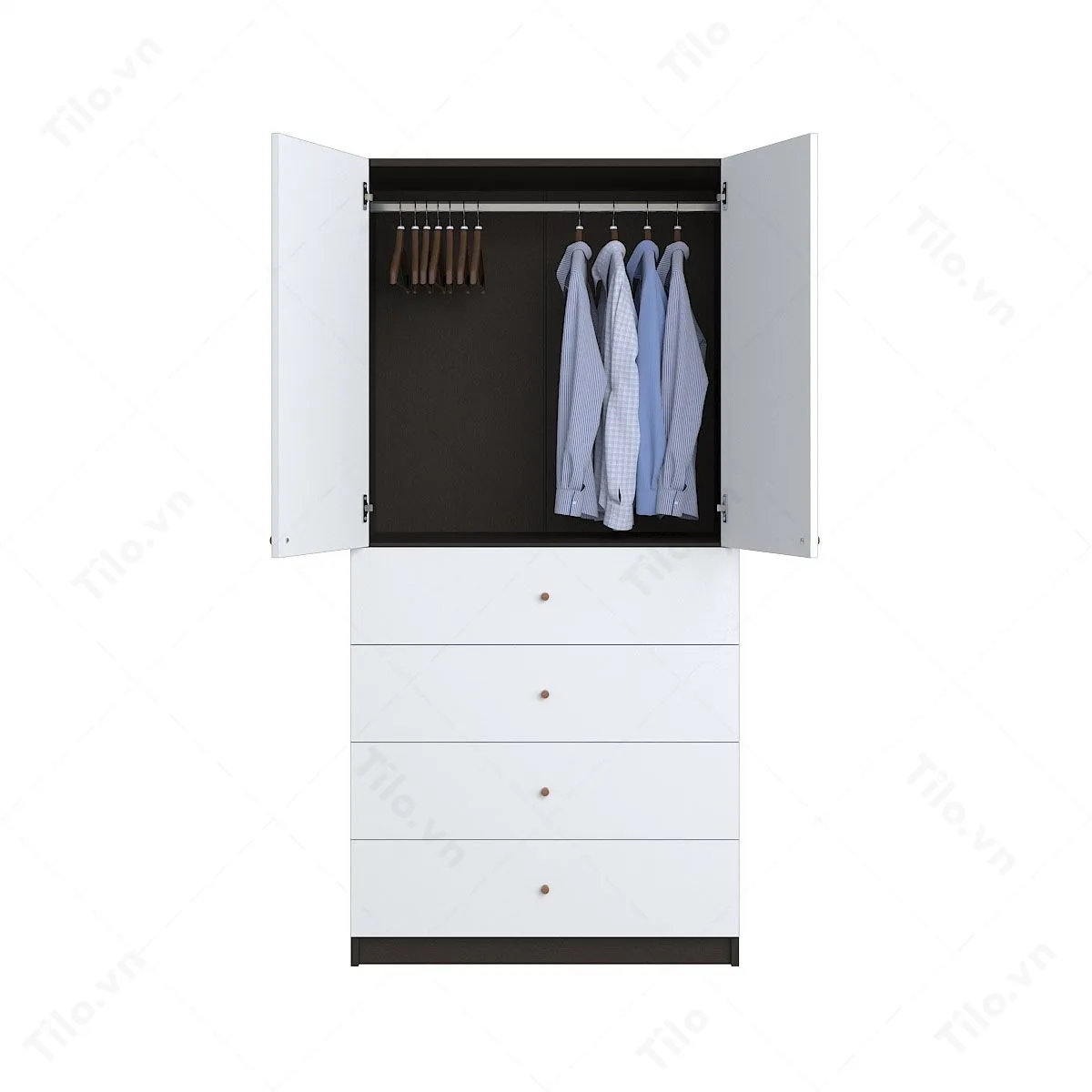 Thiết kế nhỏ gọn, tối ưu diện tích cho phòng ngủ có không gian hạn chế. Kiểu dáng hiện đại giúp đảm bảo công năng lưu trữ mà vẫn giữ được tính thẩm mỹ tổng thể.