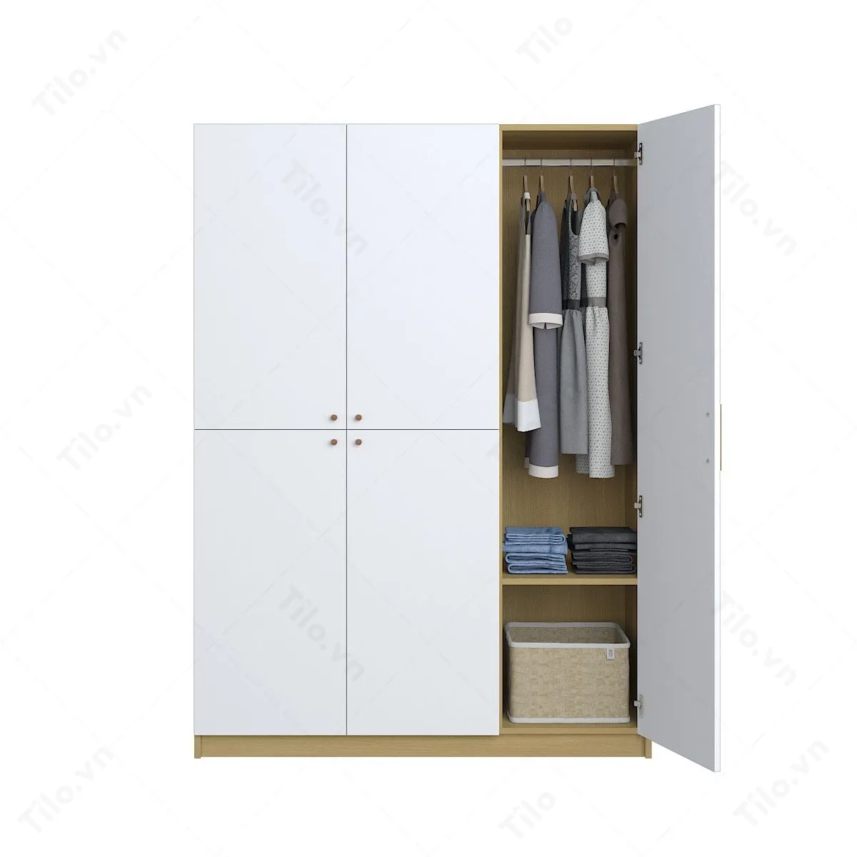 Thiết kế tạo cảm giác thoáng và dễ chịu cho không gian nghỉ ngơi. Kiểu dáng hài hòa giúp mẫu tủ này dễ kết hợp với nhiều phong cách nội thất khác nhau.