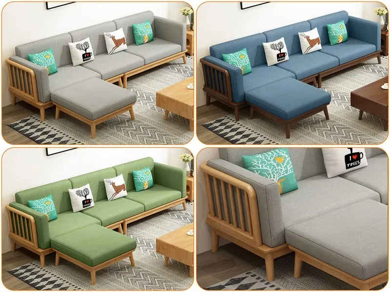 Sofa góc nhỏ gọn, khung gỗ, màu sắc đa dạng tùy chọn cho phòng khách