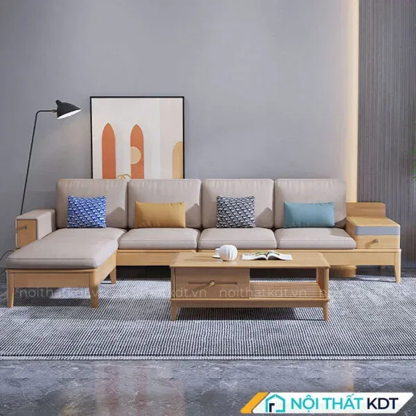 Ghế sofa gỗ S286 mang phong cách tối giản, lý tưởng cho căn hộ nhỏ gọn và ấm cúng