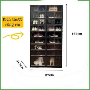 Mẫu tủ giày dép bằng gỗ hiện đại màu đen sang trọng