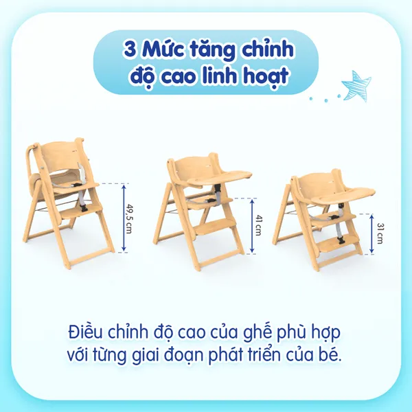 Cấu tạo chi tiết và các khớp nối chắc chắn của ghế gỗ ăn dặm Autoru