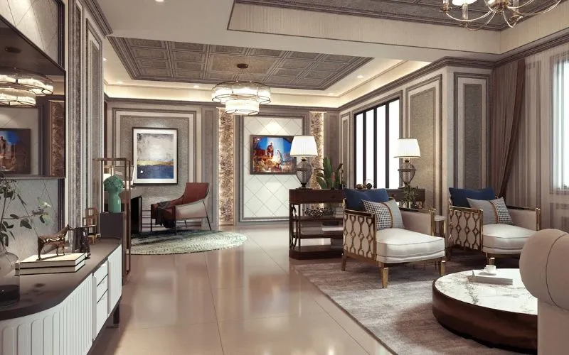 Mẫu trần nhựa phòng khách hiện đại