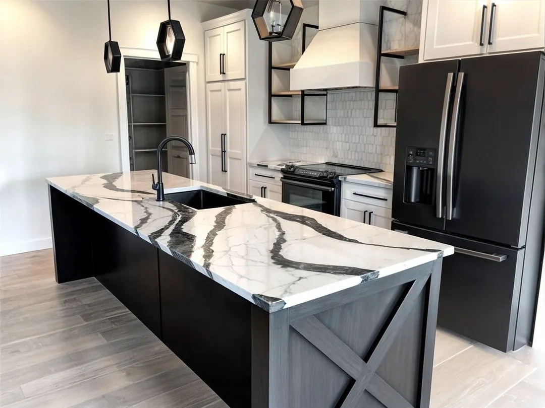 Cánh tủ bếp tân cổ điển với chất liệu MDF phủ sơn cao cấp