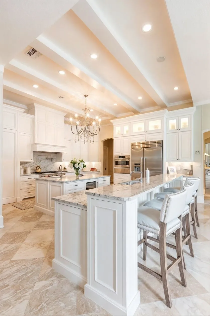 Xu hướng cánh tủ bếp tân cổ điển màu xanh xám 2026