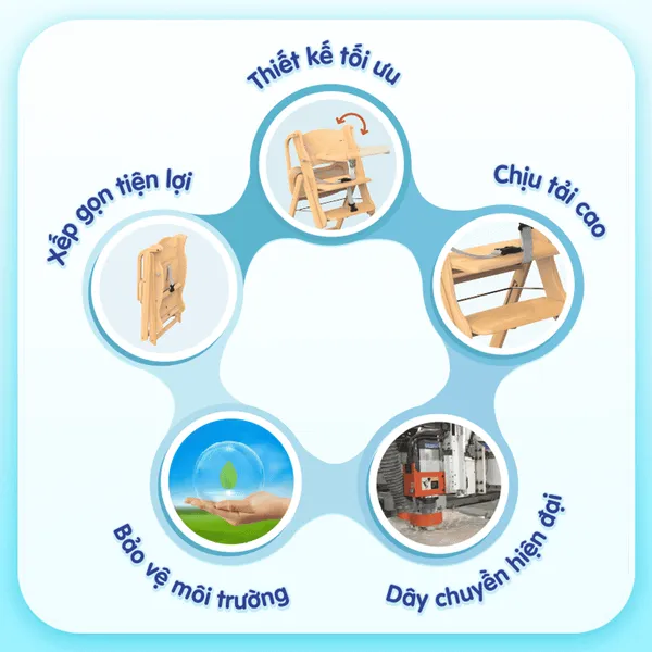 Bé ngồi thoải mái trên ghế gỗ Autoru để rèn luyện thói quen tự lập