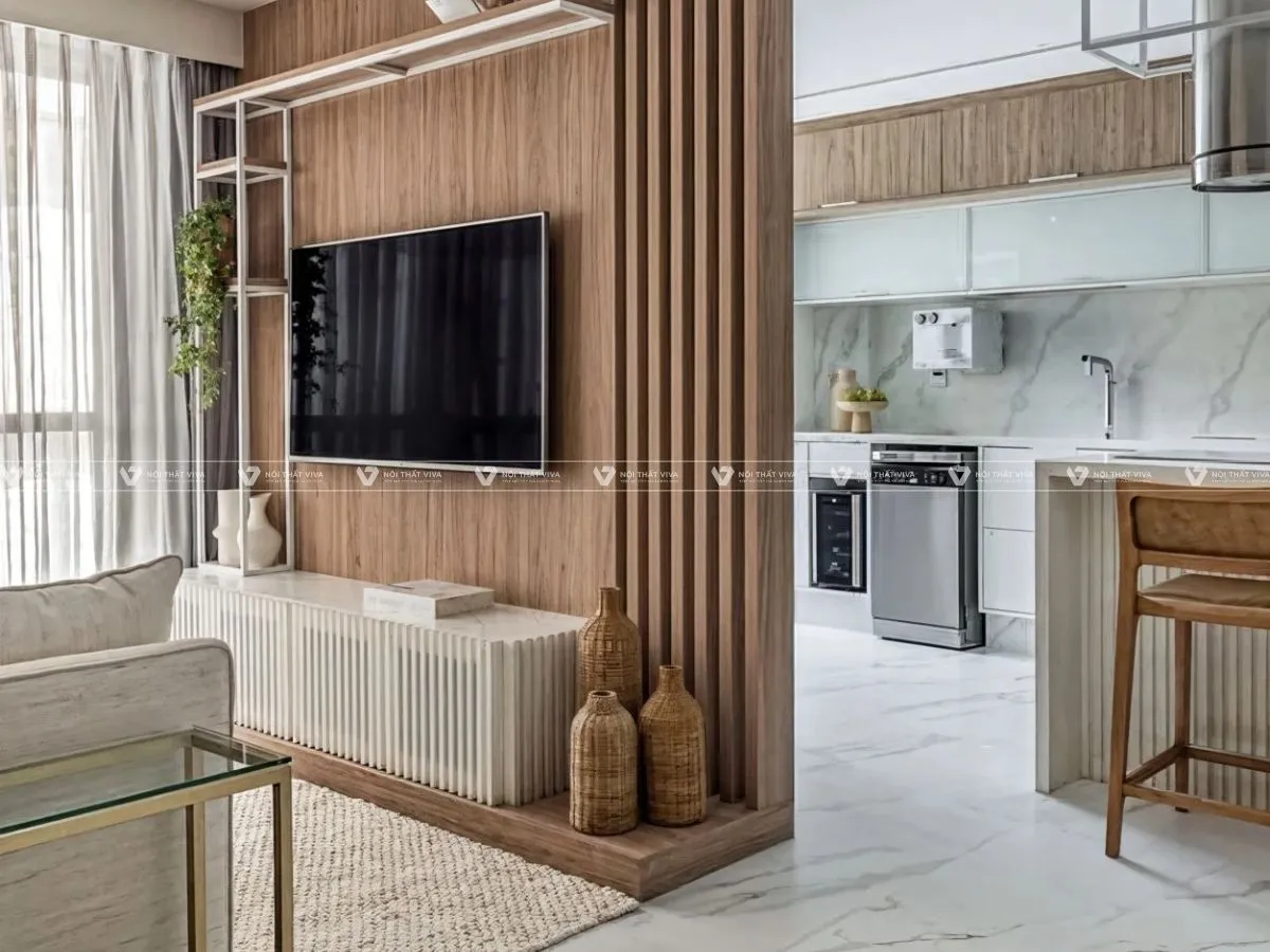 55+ mẫu kệ tivi ngăn phòng khách và bếp ấn tượng, được yêu thích nhất