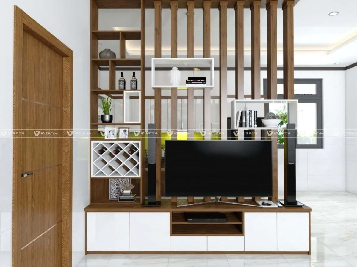 55+ mẫu kệ tivi ngăn phòng khách và bếp ấn tượng, được yêu thích nhất