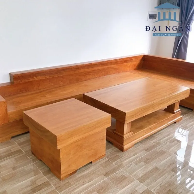Kích thước bàn ghế gỗ nguyên khối dạng sofa văng